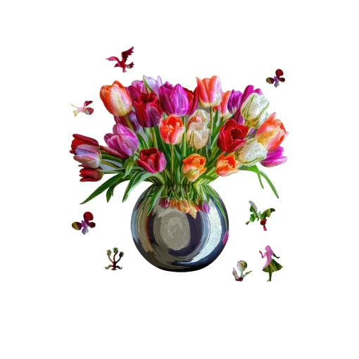 Floral Bouquet Vase Puzzle With Butterfly Accents