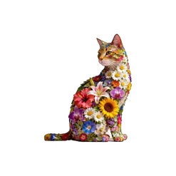 Floral Cat Silhouette Puzzle With Blooming Garden Artwork