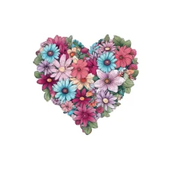 Heart Shaped Floral Puzzle With Pastel Bloom Artwork