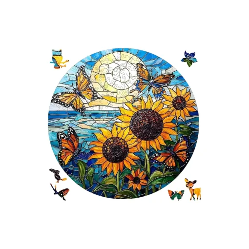 Sunflower and Butterfly Coastal Mosaic Puzzle