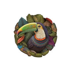 Tropical Toucan Leaf Puzzle With Colorful Jungle Artwork